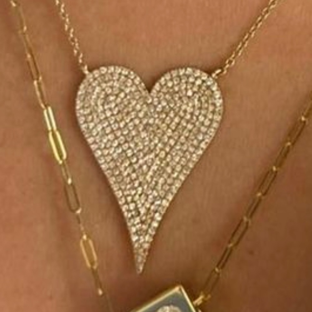XL pave diamond heart 16-18 adjustable - Picture 3 of 7